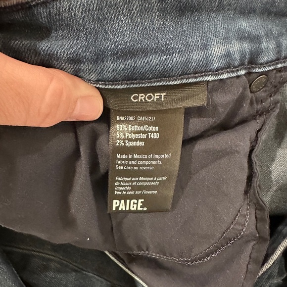 PAIGE Men's Classic Blue Straight Jeans - Picture 3 of 3